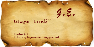 Gloger Ernő névjegykártya
